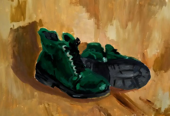 Malerei mit dem Titel "boots" von Sonia Tsepkovskaia, Original-Kunstwerk, Gouache