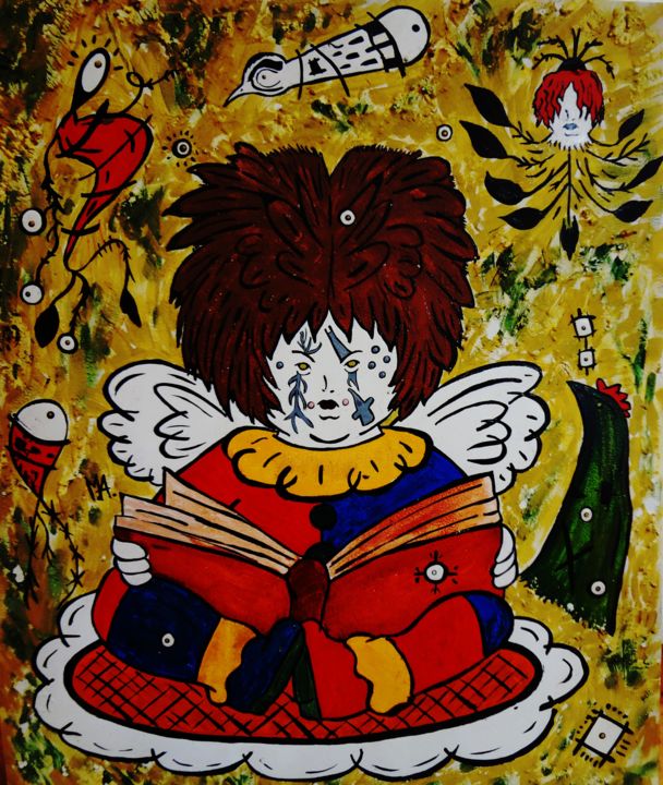 Pintura titulada "hora da leitura" por Mairon Almeida, Obra de arte original, Acrílico
