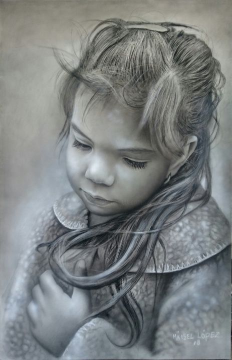 Peinture intitulée "Pequeña princesa en…" par Máisel López, Œuvre d'art originale, Acrylique