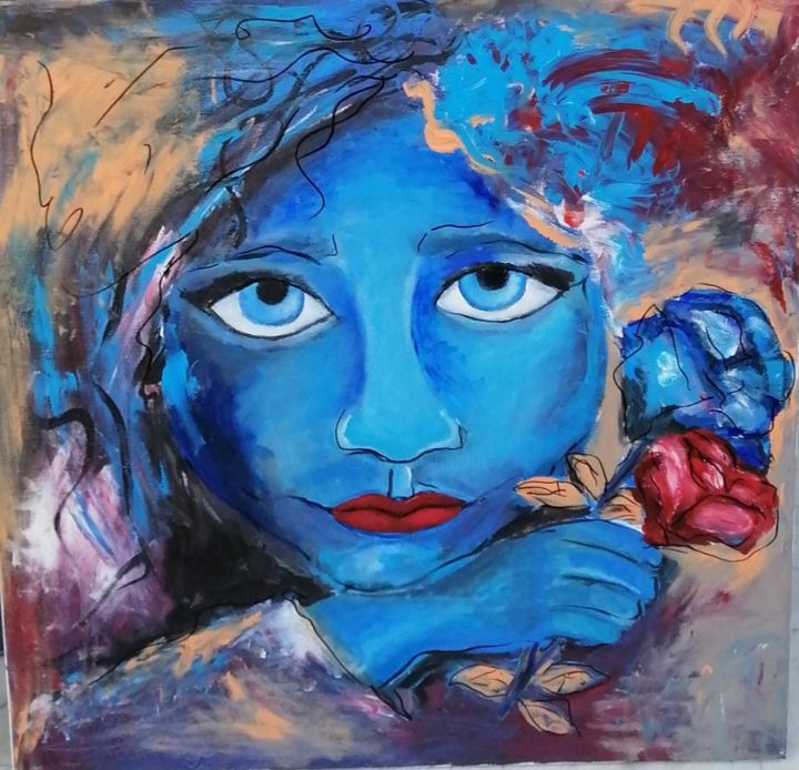Peinture intitulée "Waiting" par Fatima Sami, Œuvre d'art originale, Acrylique Monté sur Panneau de bois