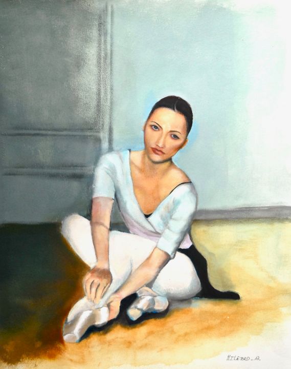 Peinture intitulée "Ballerine au repos" par Maïté Letord, Œuvre d'art originale, Acrylique