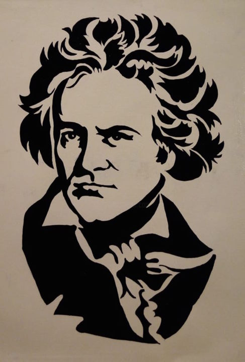 Painting titled "Ludwig van Beethoven" by S.Azarou, Original Artwork, Oil