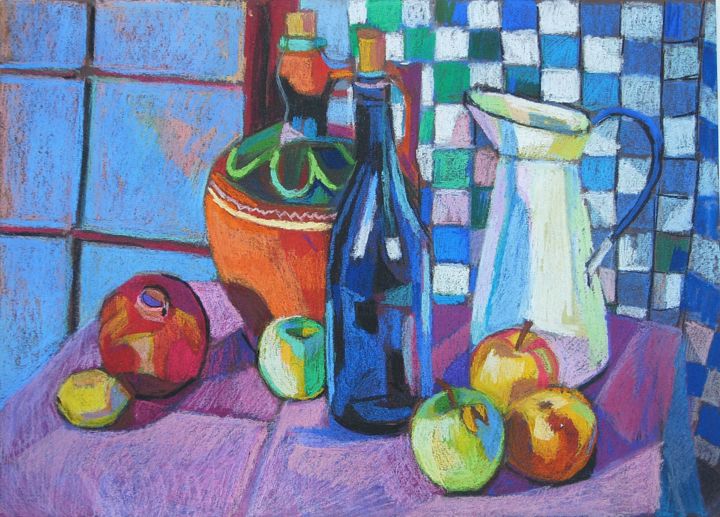 Drawing titled "Still life" by Maja Djokic Mihajlovic, Original Art, Pastel