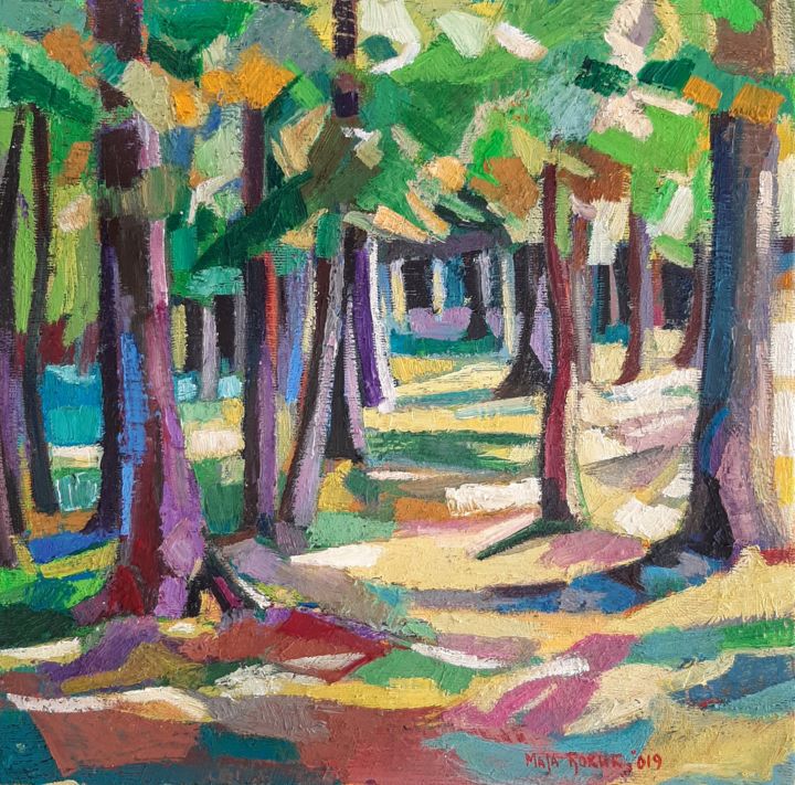 Malarstwo zatytułowany „Forest” autorstwa Maja Djokic Mihajlovic, Oryginalna praca, Olej