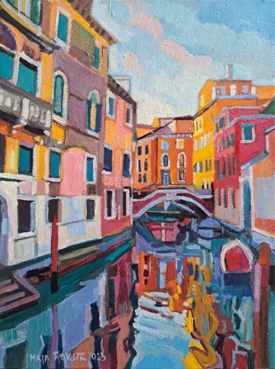 Painting titled "Venice 1" by Maja Djokic Mihajlovic, Original Artwork, Oil