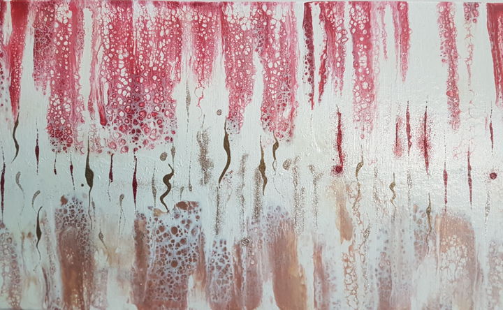 Painting titled ""Red vs Gold"" by Maria Pająk, Original Artwork, Acrylic