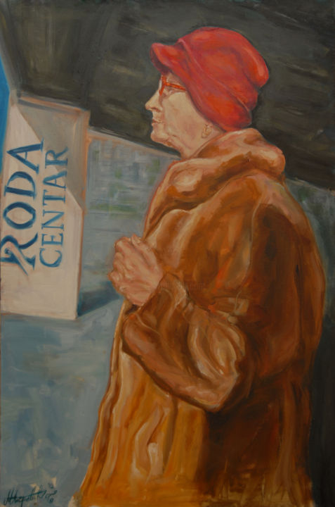 Painting titled "roda-ulje-na-platnu…" by Maja Petrovic Babic, Original Artwork