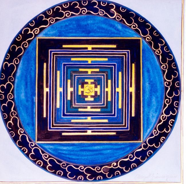 Malarstwo zatytułowany „Mandala OM” autorstwa C.Majal, Oryginalna praca, Olej