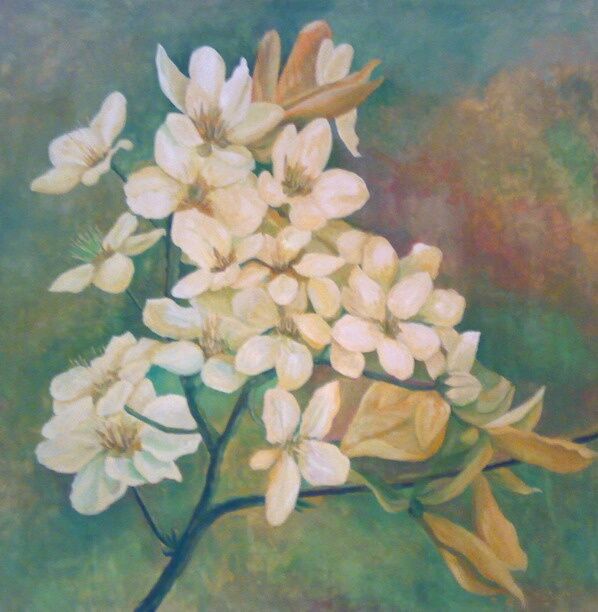 Peinture intitulée "flower branch" par Majd Kayali, Œuvre d'art originale