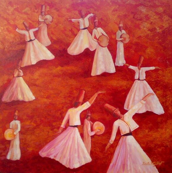 Pittura intitolato "dervishes" da Majd Kayali, Opera d'arte originale