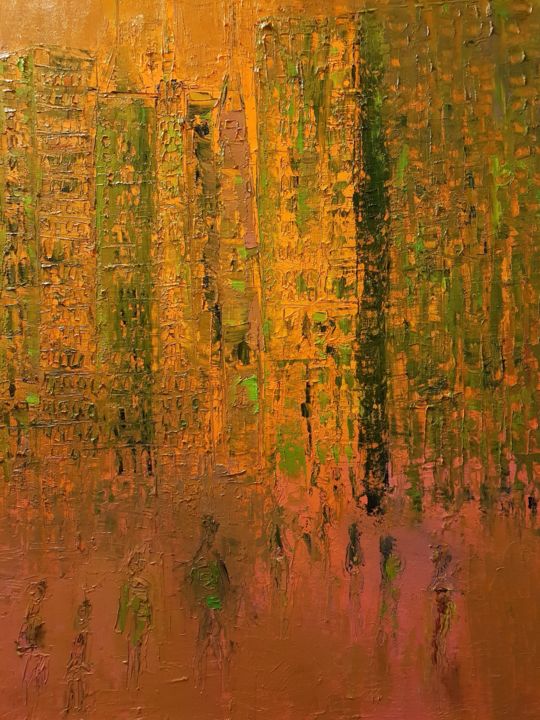 Peinture intitulée "NEW YORK MANHATAN" par Abdelmajid Ouriad, Œuvre d'art originale, Huile