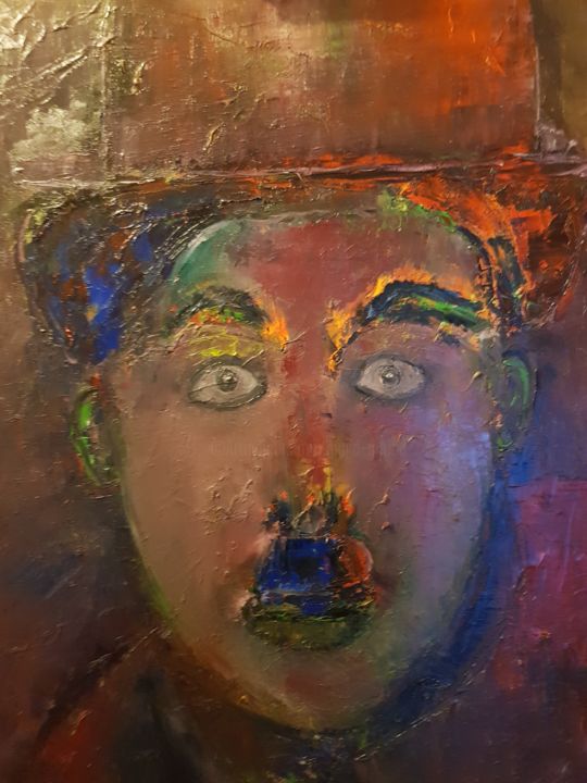 Peinture intitulée "CHARLIE CHAPLIN" par Abdelmajid Ouriad, Œuvre d'art originale, Huile