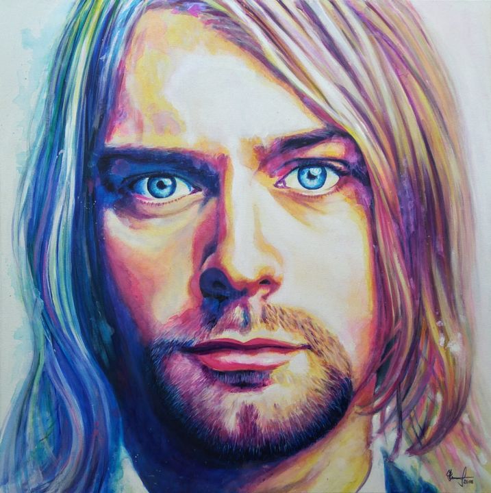 Картина под названием "Kurt Cobain" - Thomas Hornof, Подлинное произведение искусства, Акрил