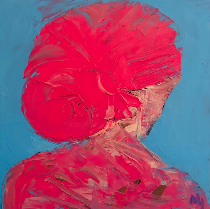 Peinture intitulée "Lady in Pink" par Majo Portilla, Œuvre d'art originale, Acrylique Monté sur Châssis en bois