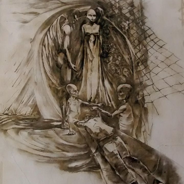 Drawing titled "Defended love" by Meyra Ruth, Original Artwork, Charcoal