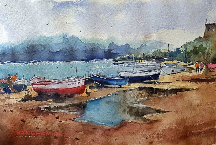 Painting titled "Another voyage.jpg" by Sanghamitra Roy Majumder, Original Art, Watercolor