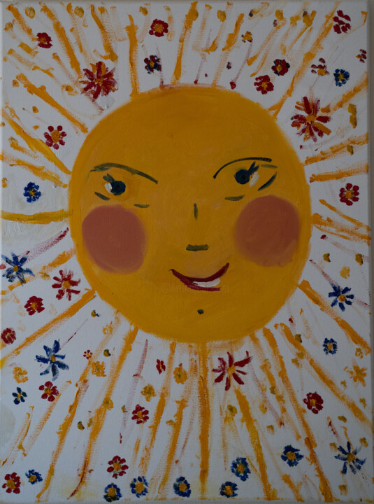 Painting titled "Sun by Maka Inasari…" by Maka Inasaridze, Original Artwork, Oil