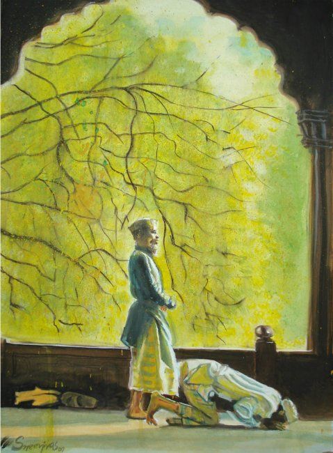 Painting titled "Praying" by Sreenivasa Ram Makineedi, Original Artwork, Oil