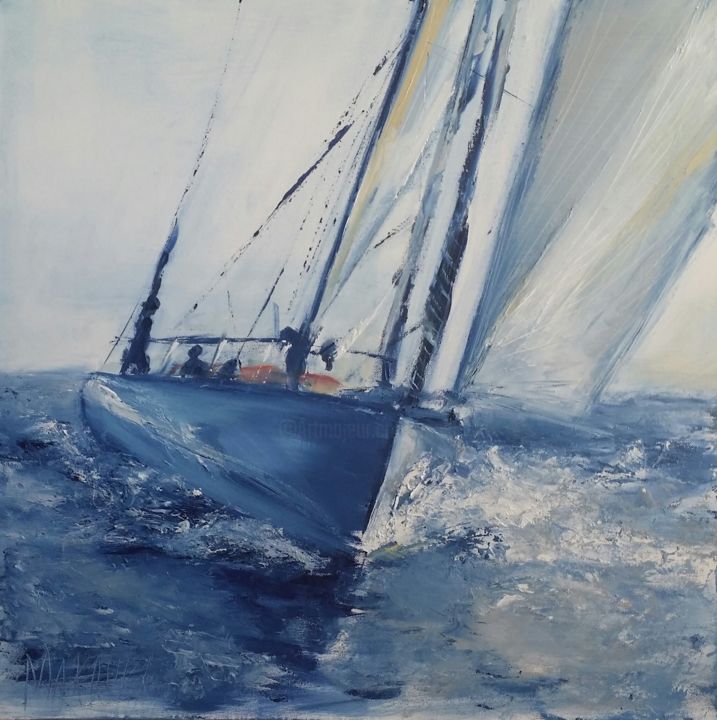 Painting titled "Départ au Surf" by Makovka, Original Artwork, Oil