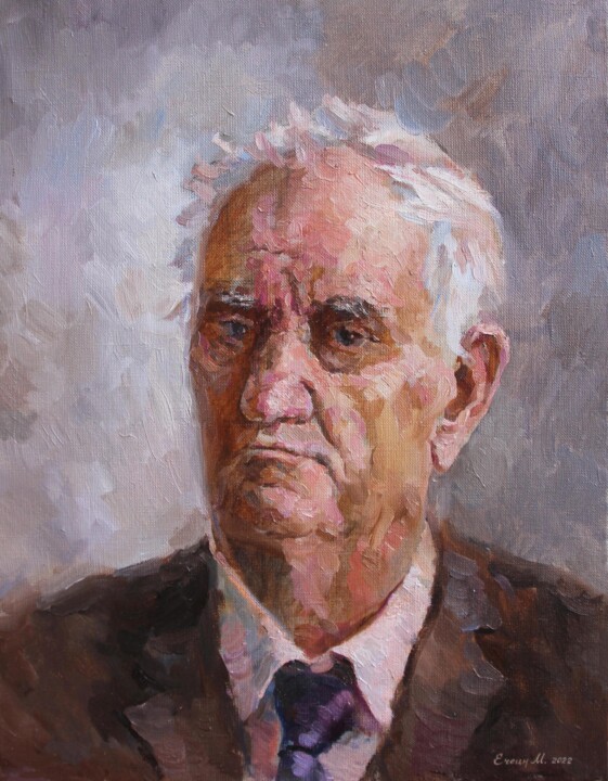 Painting titled ""The portrait of ol…" by Maksim Echein, Original Artwork, Oil