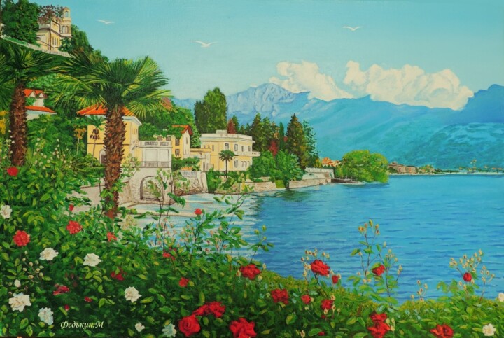 Painting titled "Италия Маджоре" by Maksim Fedkin, Original Artwork, Oil