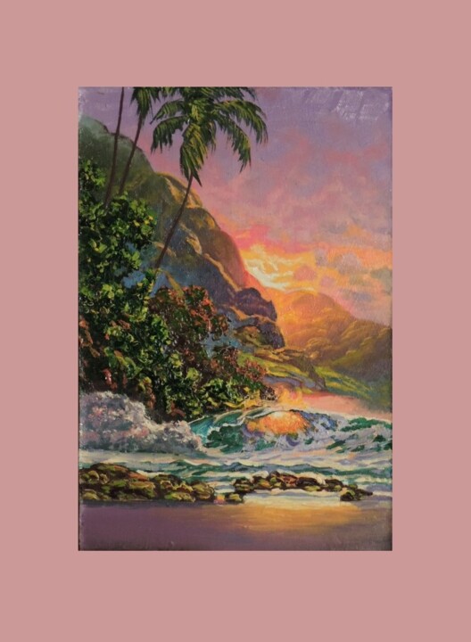 Картина под названием "Тропический рассвет…" - Максим Федькин, Подлинное произведение искусства, Масло