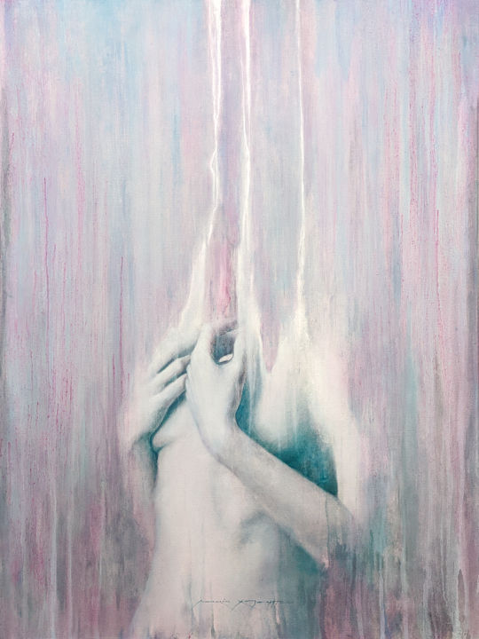 Peinture intitulée "Molten." par Maksim Krapht, Œuvre d'art originale, Huile Monté sur Châssis