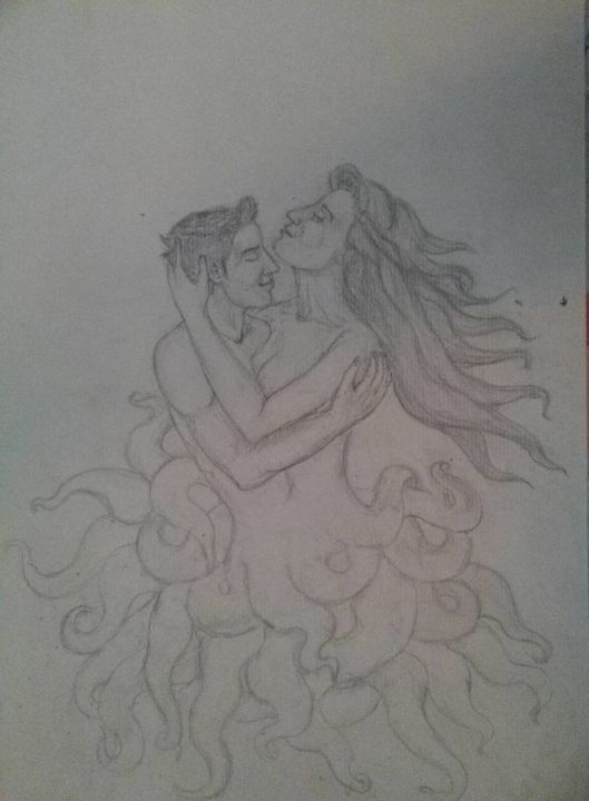 Drawing titled "In the whirlpool of…" by Ljiljana Makcimovich, Original Art, Graphite