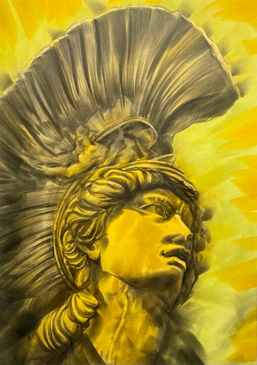 Painting titled "Warrior" by Maksym Kulikov, Original Artwork, Pastel