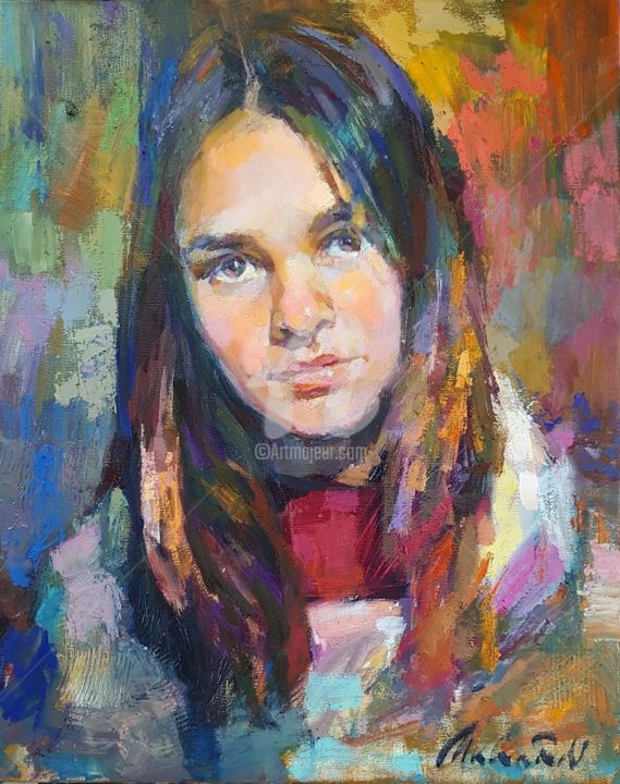 Painting titled "Daughter" by Vadim Makarov, Original Artwork, Oil
