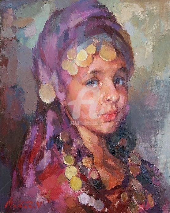 Malerei mit dem Titel "..little Esther" von Vadim Makarov, Original-Kunstwerk, Öl