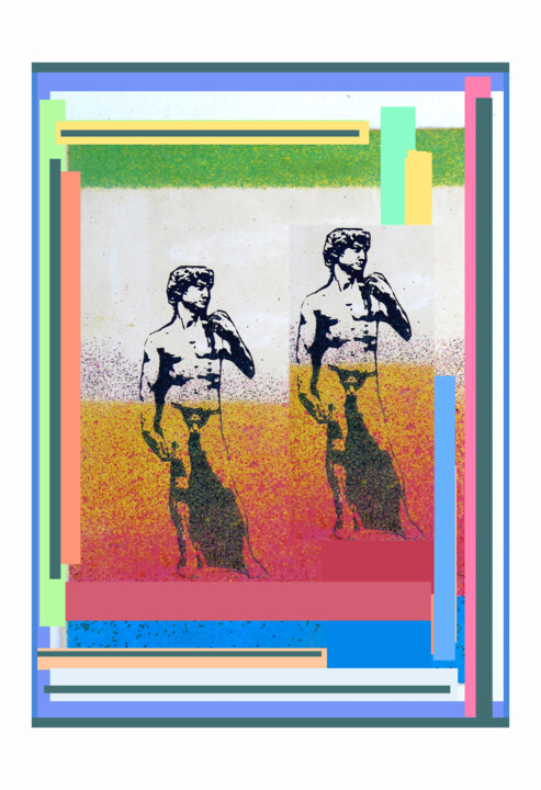 Collages getiteld "2 Davids" door Mal, Origineel Kunstwerk, Digitale collage