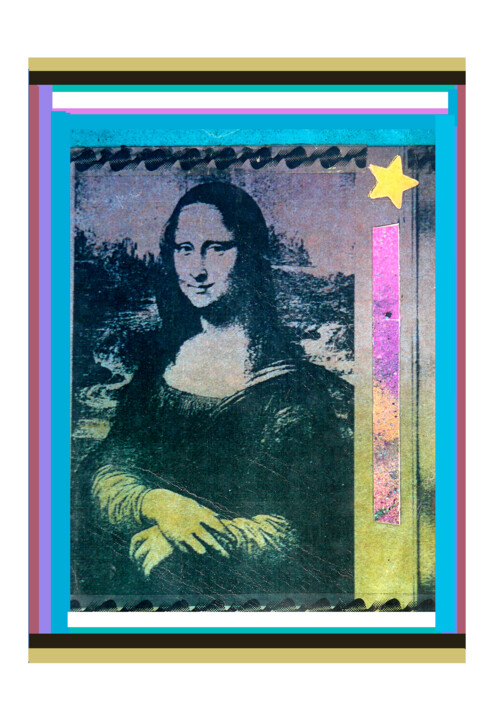 Collages intitulée "Mona with Color" par Mal, Œuvre d'art originale, Collage numérique