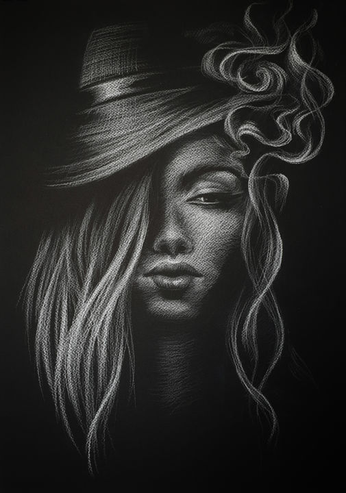 Dibujo titulada "Smoke" por Malanij, Obra de arte original, Pastel
