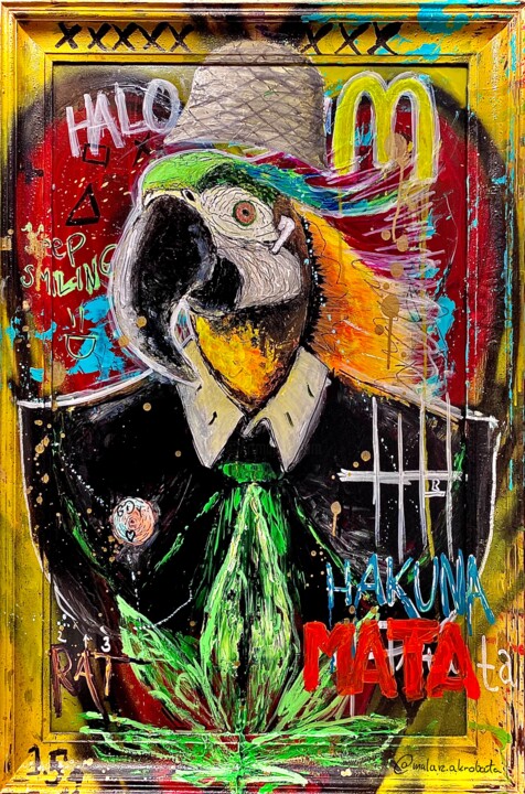 Pittura intitolato "Ringing Parrot" da Malarz .Akrobata, Opera d'arte originale, Acrilico
