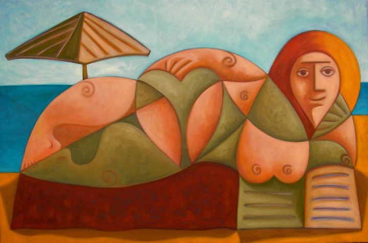 Malerei mit dem Titel "Summerly relaxation" von Zsolt Malasits, Original-Kunstwerk, Öl