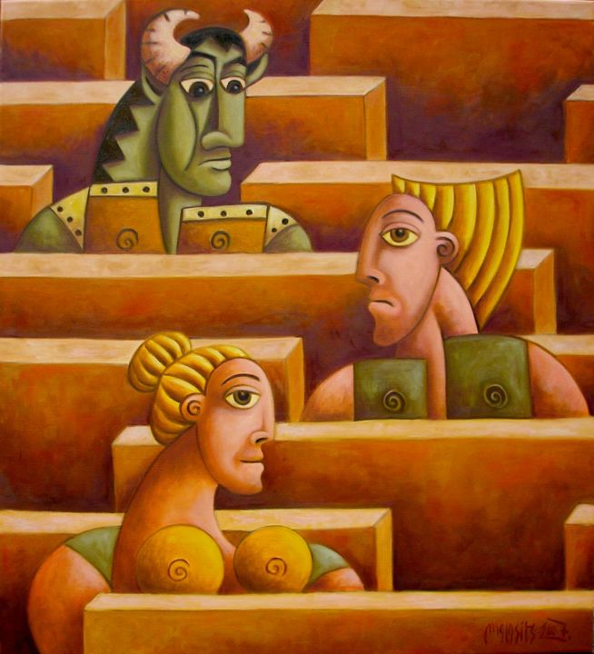 Pintura titulada "Labyrinth of life" por Zsolt Malasits, Obra de arte original, Oleo