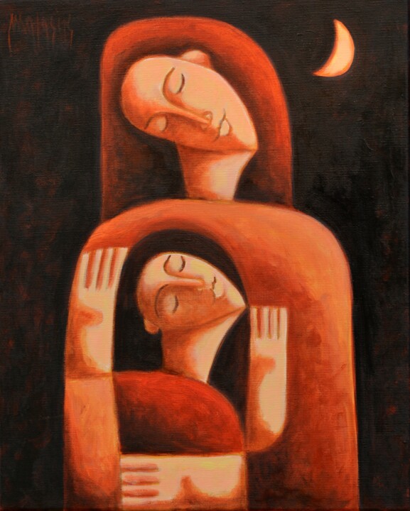 Peinture intitulée "Motherly love - Wor…" par Zsolt Malasits, Œuvre d'art originale, Huile Monté sur Châssis en bois