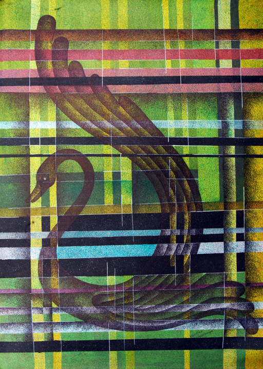 Schilderij getiteld "Bird" door Malatesh Garadimani, Origineel Kunstwerk, Acryl