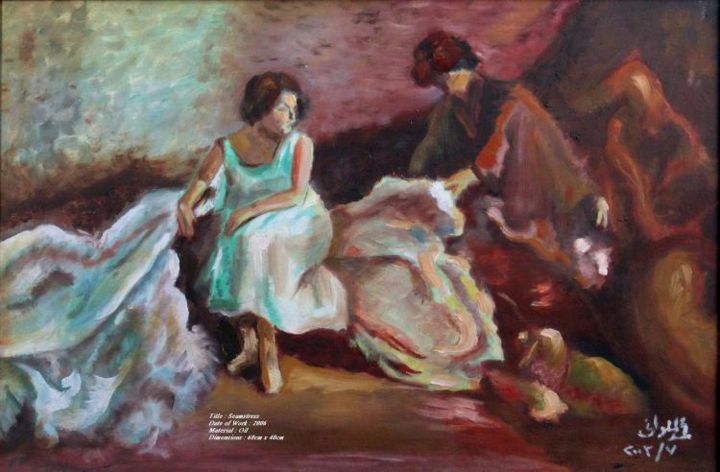 Peinture intitulée "THE SEAMSTRESS" par Mohamed Malawany, Œuvre d'art originale
