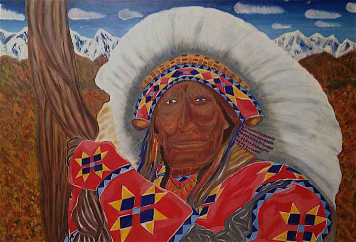 Painting titled "First Nations Inspi…" by Male Beauty Forum Lifestyle, Original Artwork, Oil