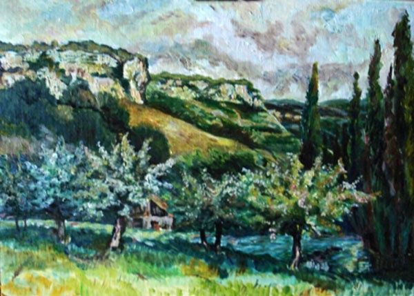 Painting titled "Сад папаши Курбе" by Iuliia Maleva, Original Artwork, Oil