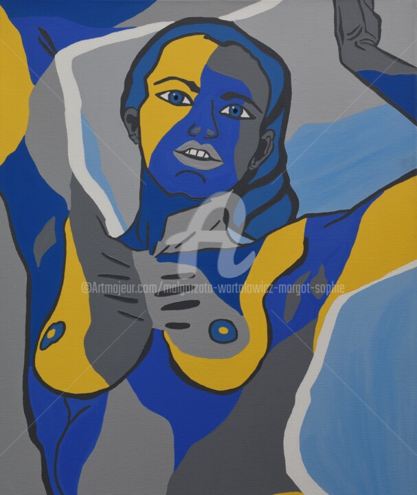 Peinture intitulée "Blue Girl" par Małgorzata Wartołowicz (Margot Sophie), Œuvre d'art originale, Acrylique