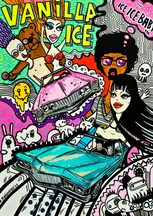 Painting titled "Ice Ice Baby" by Małgorzata Bańkowska, Original Art, Marker
