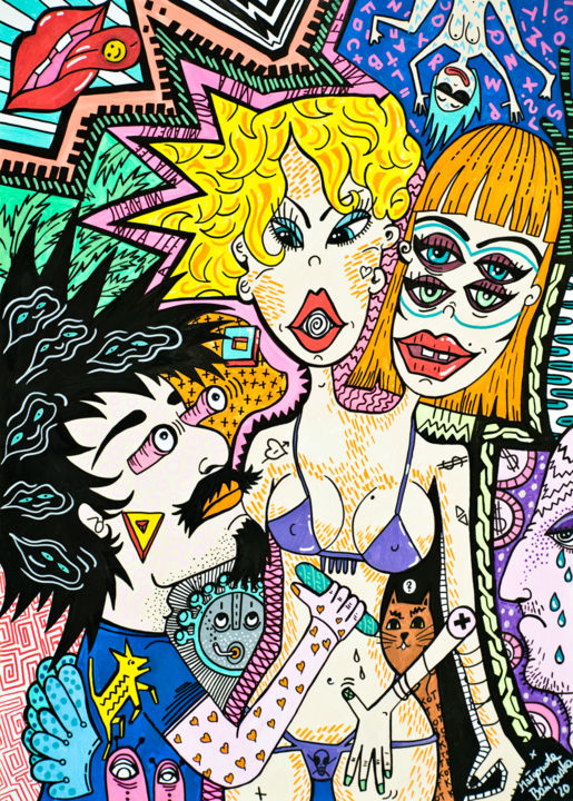Painting titled "Coco Jumbo" by Małgorzata Bańkowska, Original Art, Marker