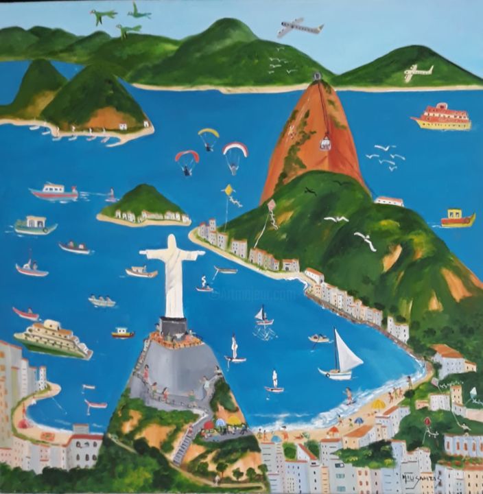 Peinture intitulée "Cidade Maravilhosa…" par Mali Santos, Œuvre d'art originale, Huile