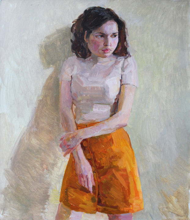 Painting titled "Настя" by Polina Malidovskaia, Original Artwork, Oil