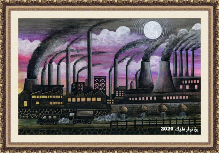 Peinture intitulée "pollution" par Malik Bennouar, Œuvre d'art originale, Acrylique