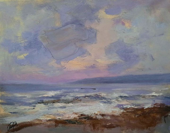 Картина под названием "Весеннее море" - Малила Писаренко, Подлинное произведение искусства, Масло