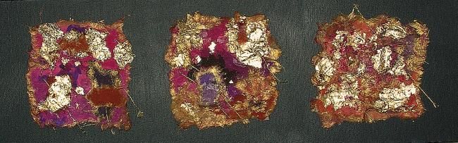 Peinture intitulée "Feuilles d'or" par Malinka, Œuvre d'art originale, Huile